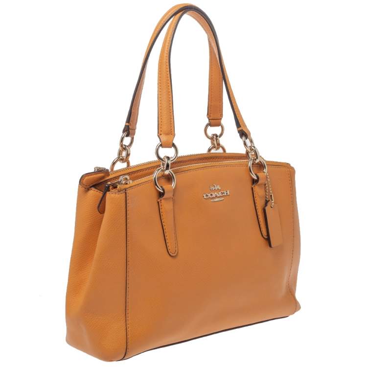 Pre Owned Coach Orange Leather Mini Christie Carryall Satchel