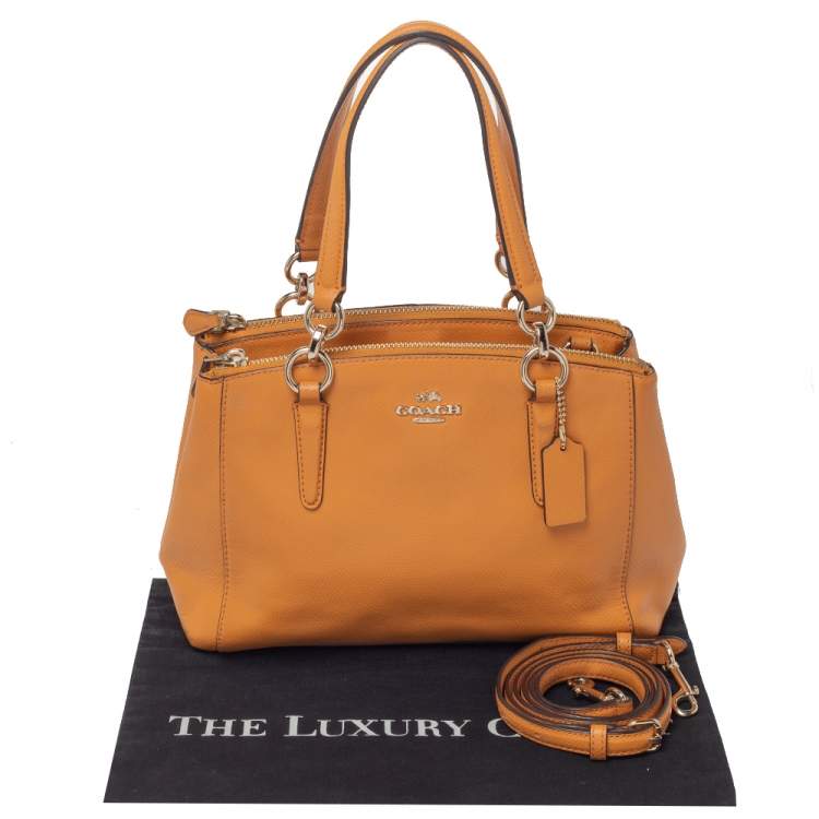 Pre Owned Coach Orange Leather Mini Christie Carryall Satchel