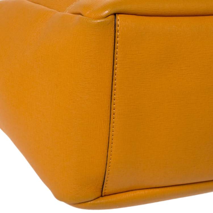 Pre Owned Coach Orange Leather Shopper Tote