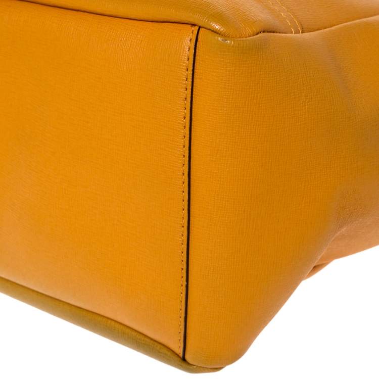 Pre Owned Coach Orange Leather Shopper Tote