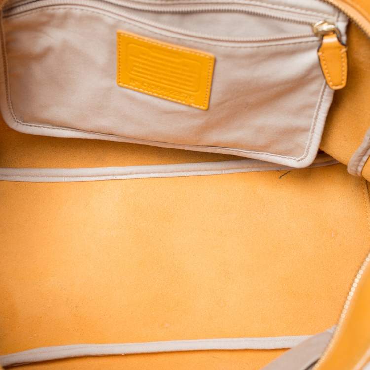 Pre Owned Coach Orange Leather Shopper Tote