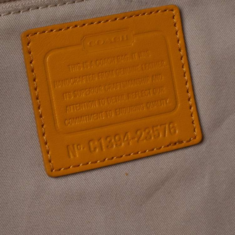 Pre Owned Coach Orange Leather Shopper Tote