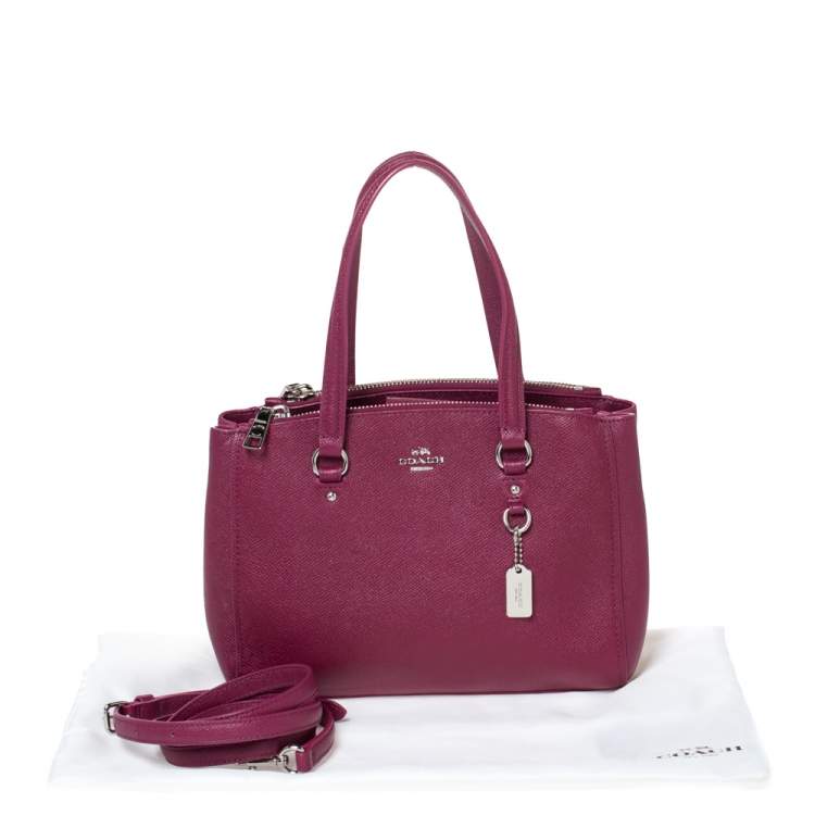 Pre Owned Coach Magenta Leather Stanton 26 Carryall Tote