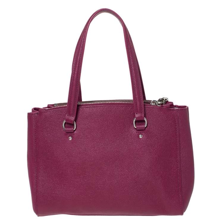 Pre Owned Coach Magenta Leather Stanton 26 Carryall Tote