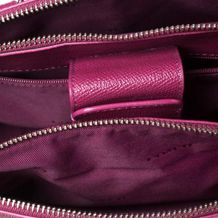 Pre Owned Coach Magenta Leather Stanton 26 Carryall Tote