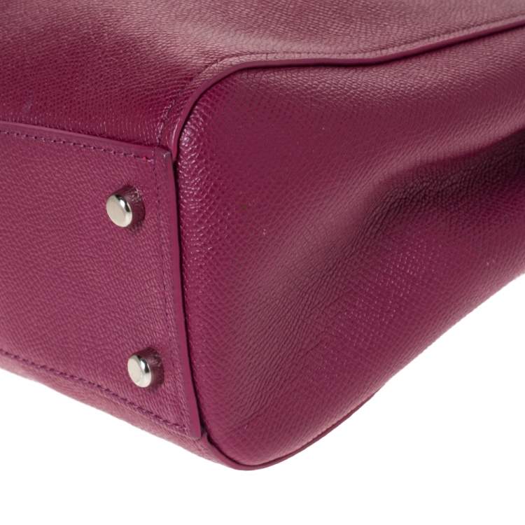 Pre Owned Coach Magenta Leather Stanton 26 Carryall Tote