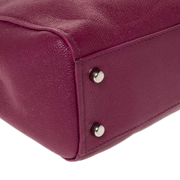 Pre Owned Coach Magenta Leather Stanton 26 Carryall Tote