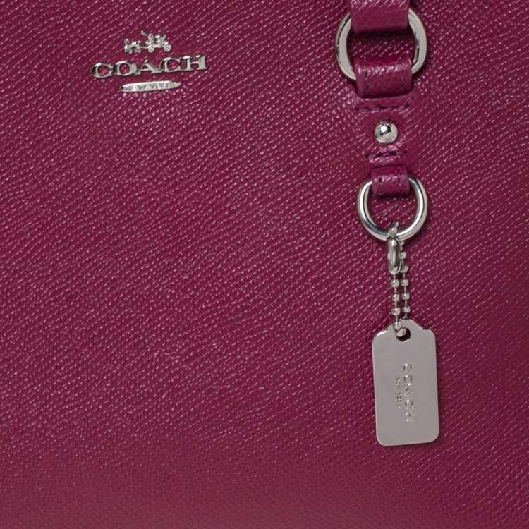 Pre Owned Coach Magenta Leather Stanton 26 Carryall Tote