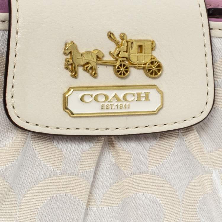 Coach Cream Signature Canvas and Leather Continental Wallet