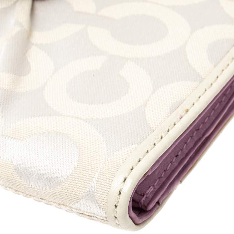 Coach Cream Signature Canvas and Leather Continental Wallet