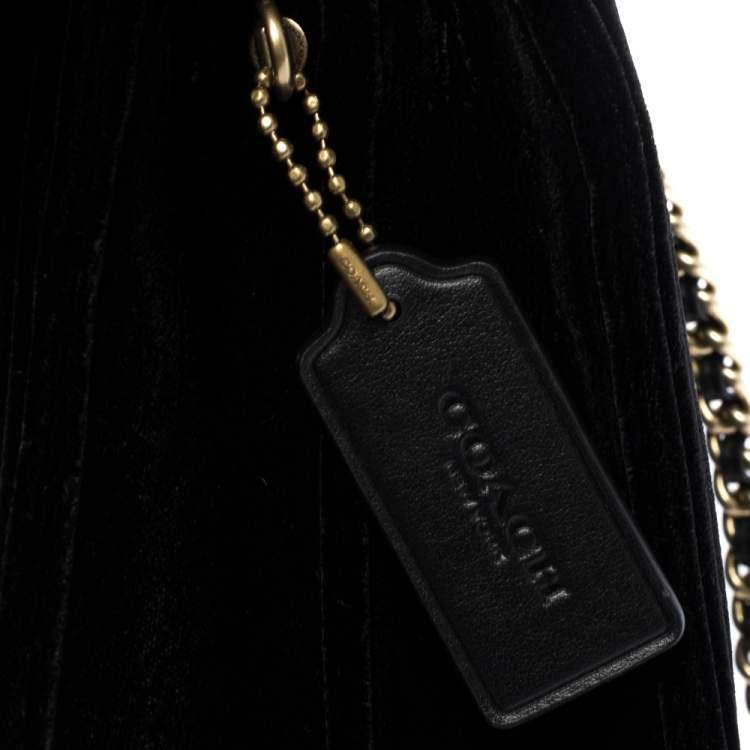 Pre Owned Coach Black Velvet and Leather Parker 18 Mauve Shoulder Bag