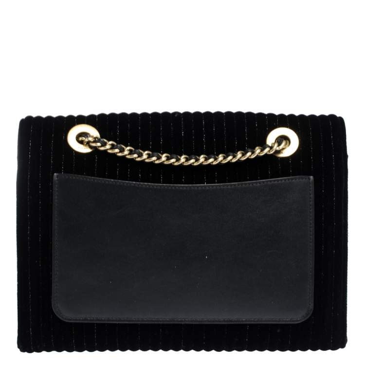 Pre Owned Coach Black Velvet and Leather Parker 18 Mauve Shoulder Bag