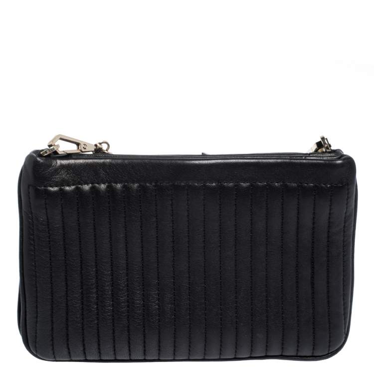 Pre Owned Dkny Black Leather Zip Crossbody Bag