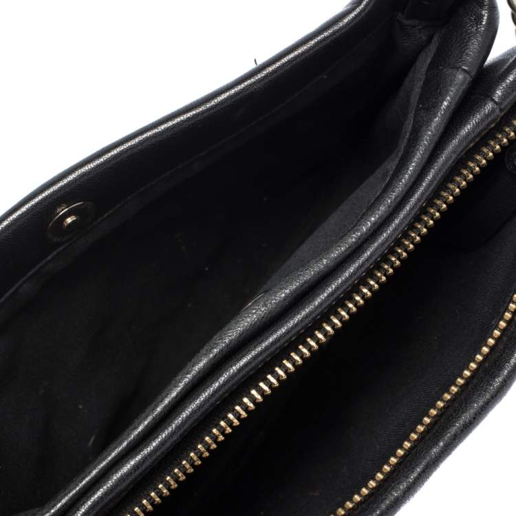 Pre Owned Dkny Black Leather Zip Crossbody Bag