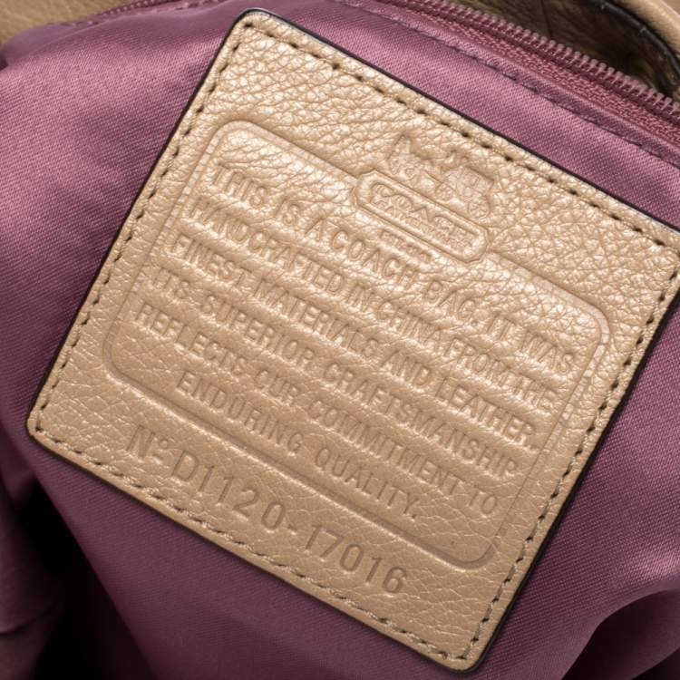 Pre Owned Coach Beige Leather Drawstring Hobo 