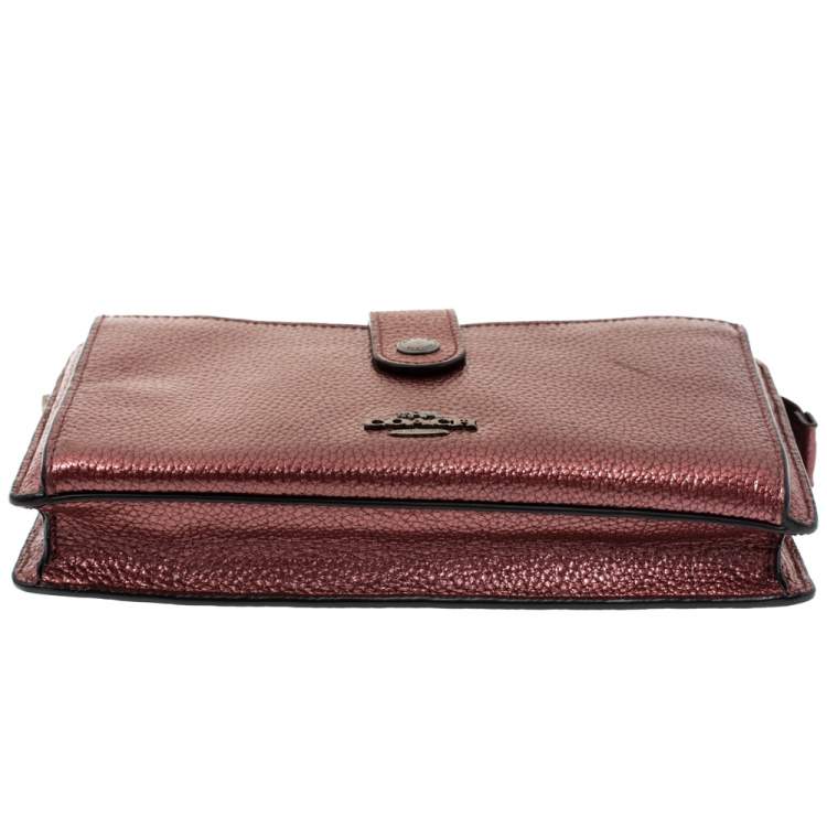 Pre Owned Coach Metallic Leather Crossbody Bag
