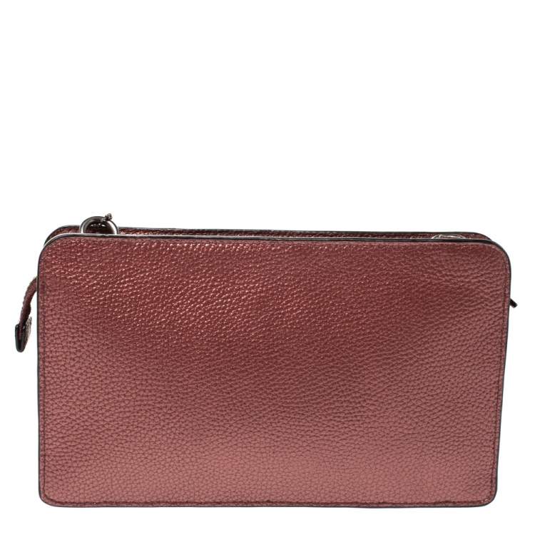 Pre Owned Coach Metallic Leather Crossbody Bag