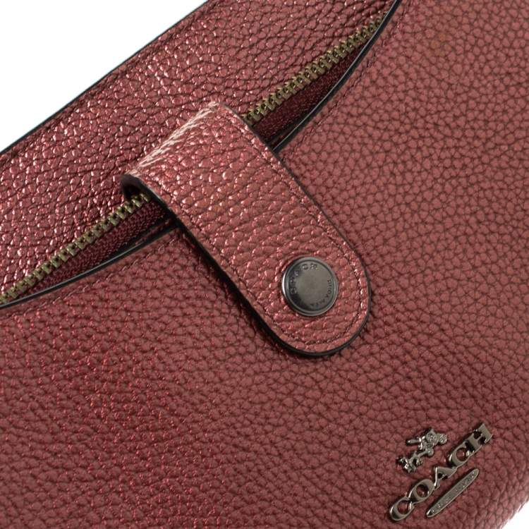 Pre Owned Coach Metallic Leather Crossbody Bag