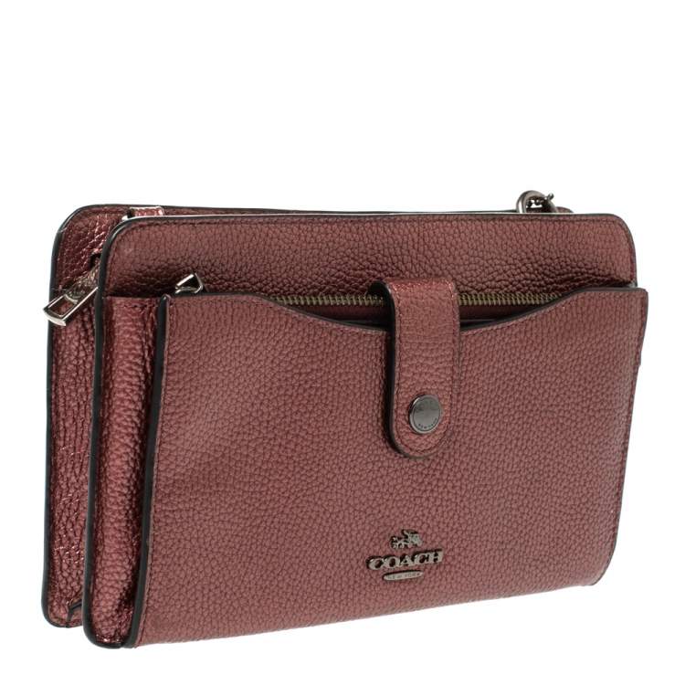 Pre Owned Coach Metallic Leather Crossbody Bag