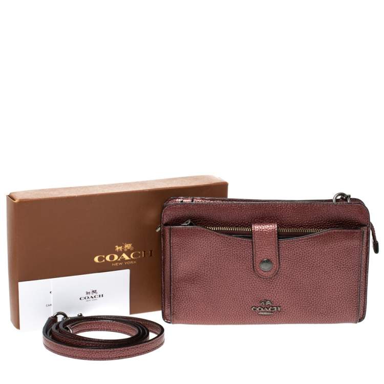 Pre Owned Coach Metallic Leather Crossbody Bag