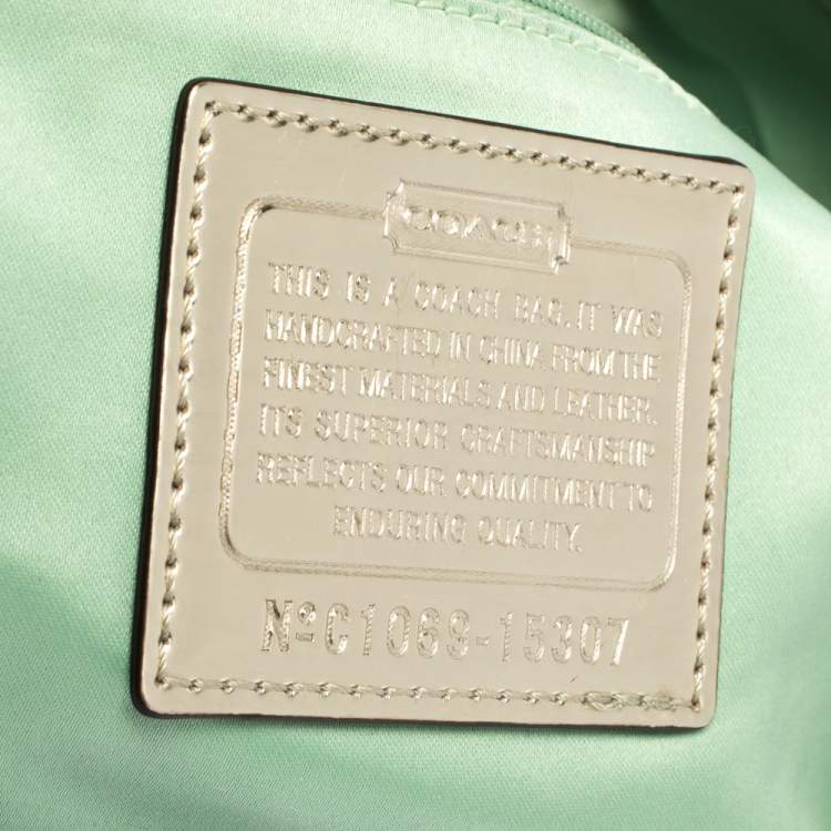 Pre Owned Coach Beige/Purple Canvas and Patent Leather Poppy Tote