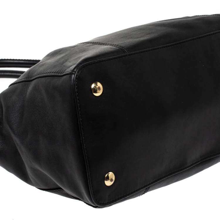 Pre Owned Coach Black Leather Double Zip Satchel