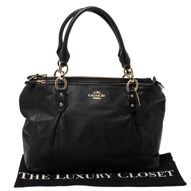 Pre Owned Coach Black Leather Double Zip Satchel
