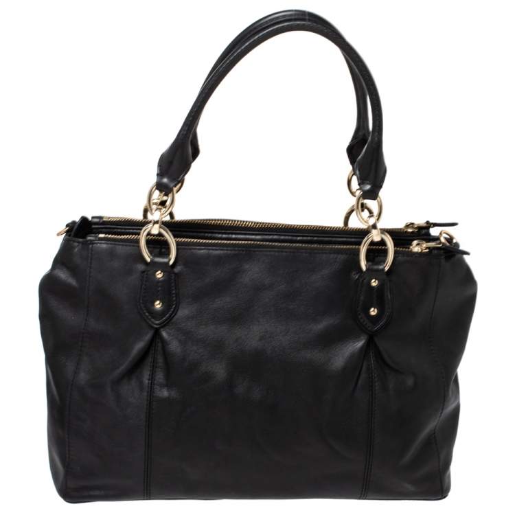 Pre Owned Coach Black Leather Double Zip Satchel