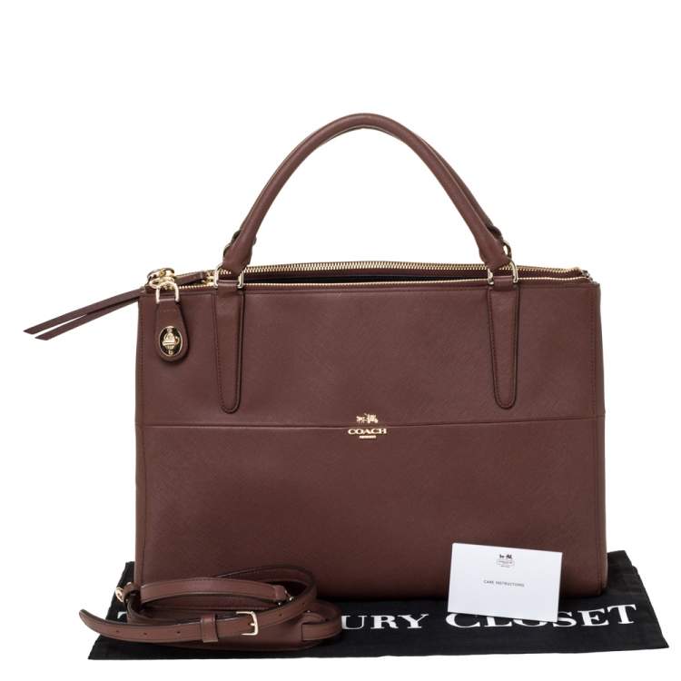 Pre Owned Coach Brown Leather Borough Tote