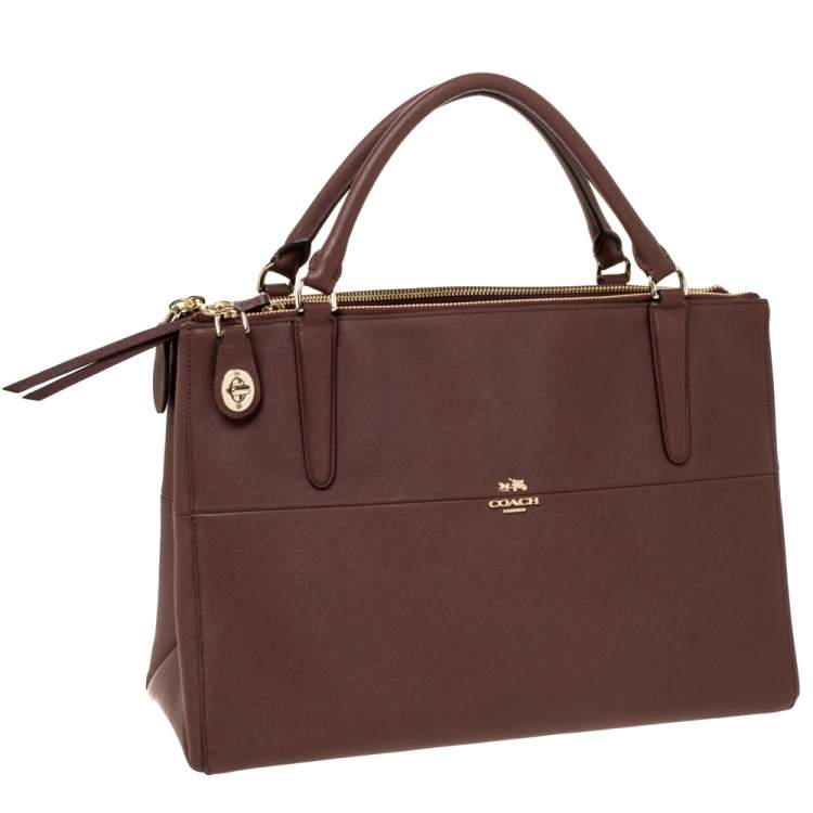 Pre Owned Coach Brown Leather Borough Tote