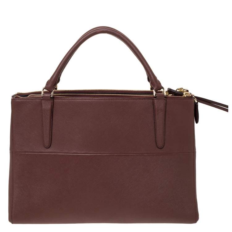 Pre Owned Coach Brown Leather Borough Tote