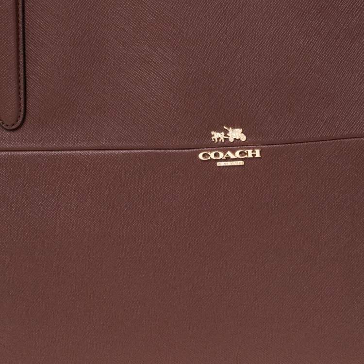 Pre Owned Coach Brown Leather Borough Tote