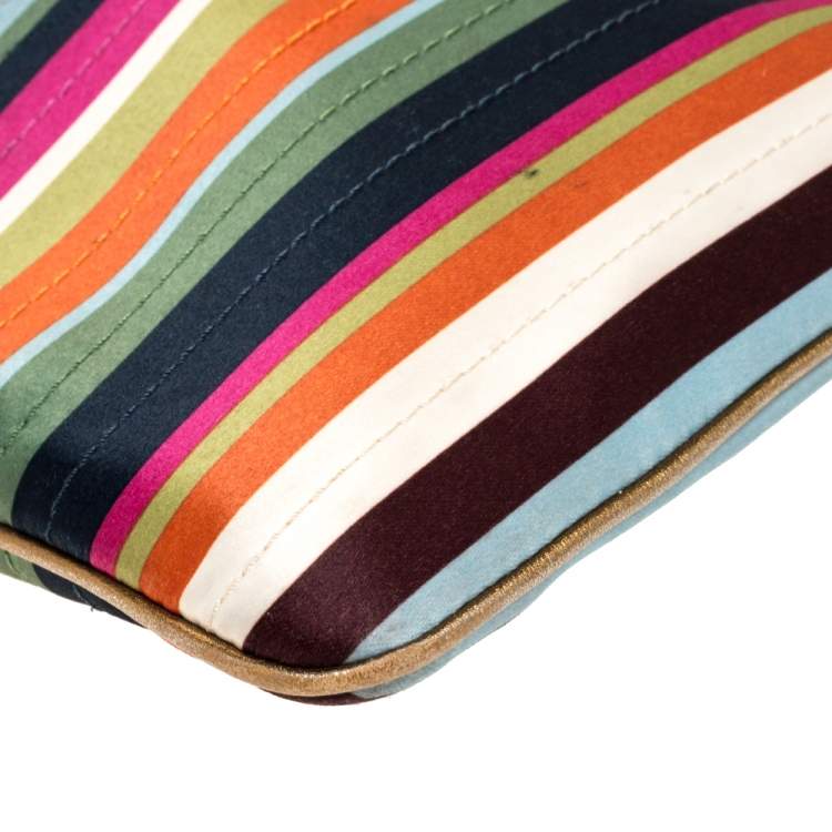Pre Owned Coach Multicolor Striped Nylon and Leather Swingpack Crossbody Bag