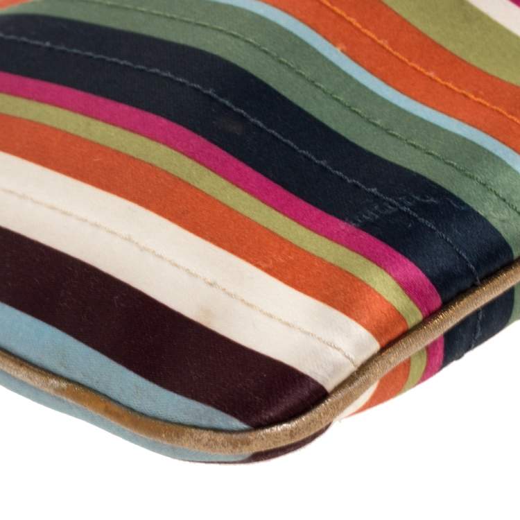 Pre Owned Coach Multicolor Striped Nylon and Leather Swingpack Crossbody Bag
