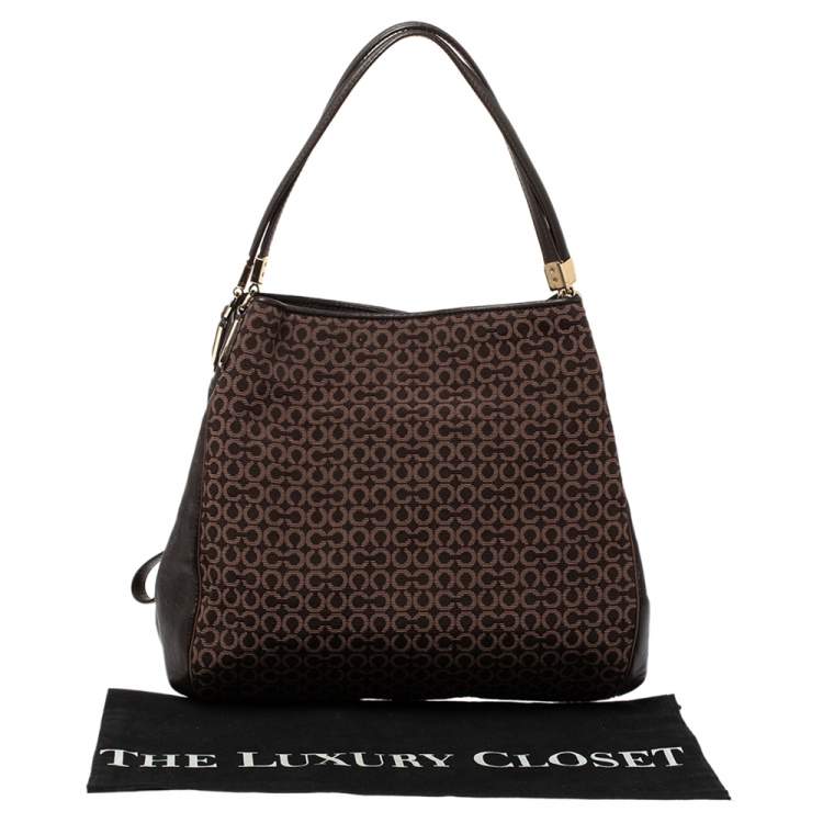 Pre Owned Coach Brown Canvas and Leather Edie Hobo