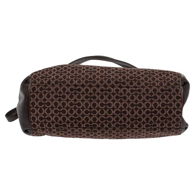 Pre Owned Coach Brown Canvas and Leather Edie Hobo