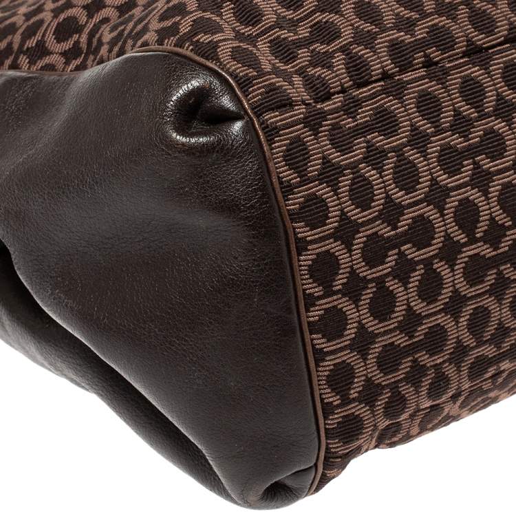 Pre Owned Coach Brown Canvas and Leather Edie Hobo