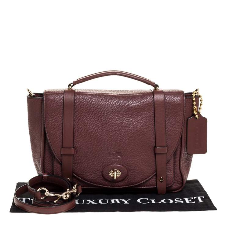 Pre Owned Coach Burgundy Leather Turnlock Satchel