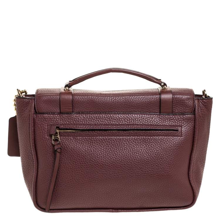 Pre Owned Coach Burgundy Leather Turnlock Satchel