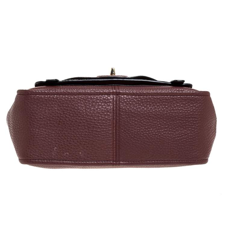Pre Owned Coach Burgundy Leather Turnlock Satchel