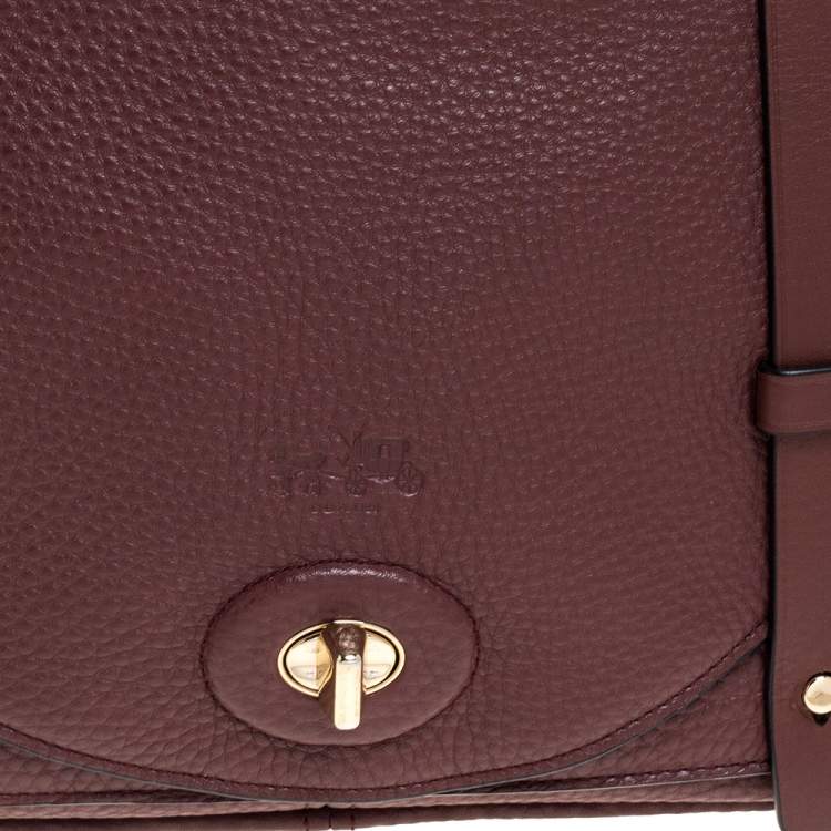 Pre Owned Coach Burgundy Leather Turnlock Satchel