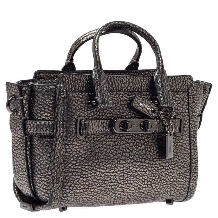 Pre Owned Coach Metallic Leather Swagger Mini Crossbody Bag