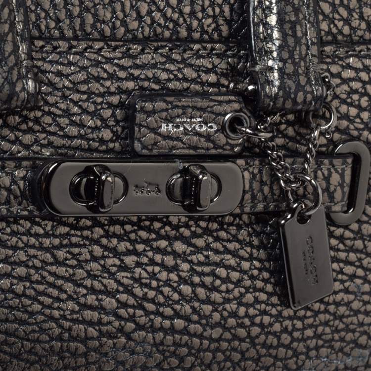 Pre Owned Coach Metallic Leather Swagger Mini Crossbody Bag