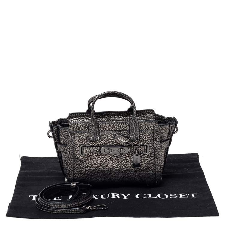 Pre Owned Coach Metallic Leather Swagger Mini Crossbody Bag