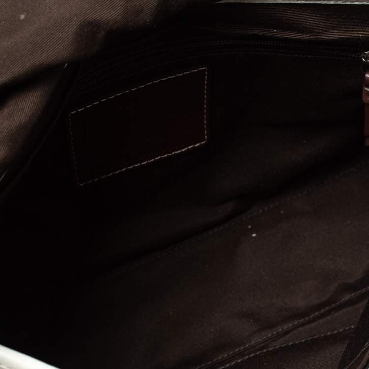 Pre Owned Coach Cream/Brown Leather Flap Crossbody Bag
