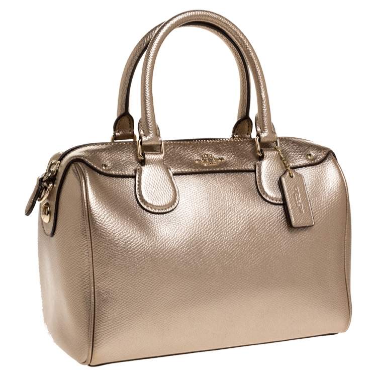 Pre Owned Coach Metallic Gold Leather Mini Bennett Satchel