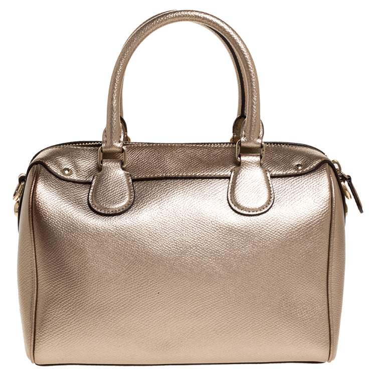 Pre Owned Coach Metallic Gold Leather Mini Bennett Satchel