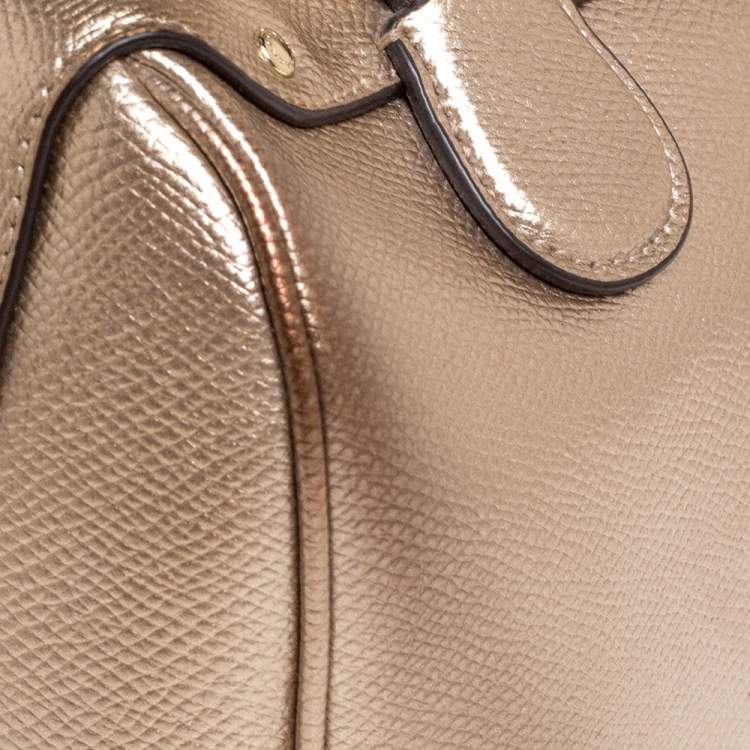 Pre Owned Coach Metallic Gold Leather Mini Bennett Satchel