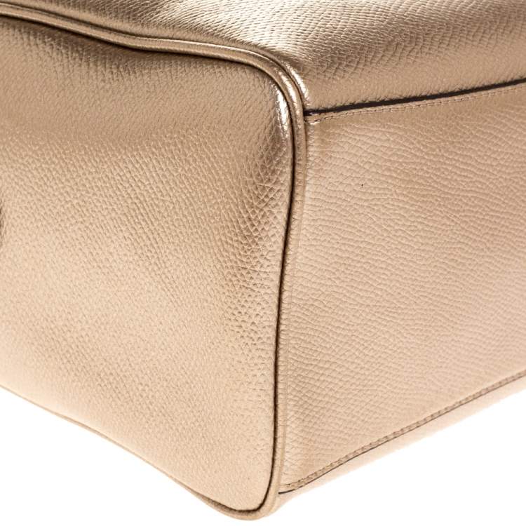Pre Owned Coach Metallic Gold Leather Mini Bennett Satchel