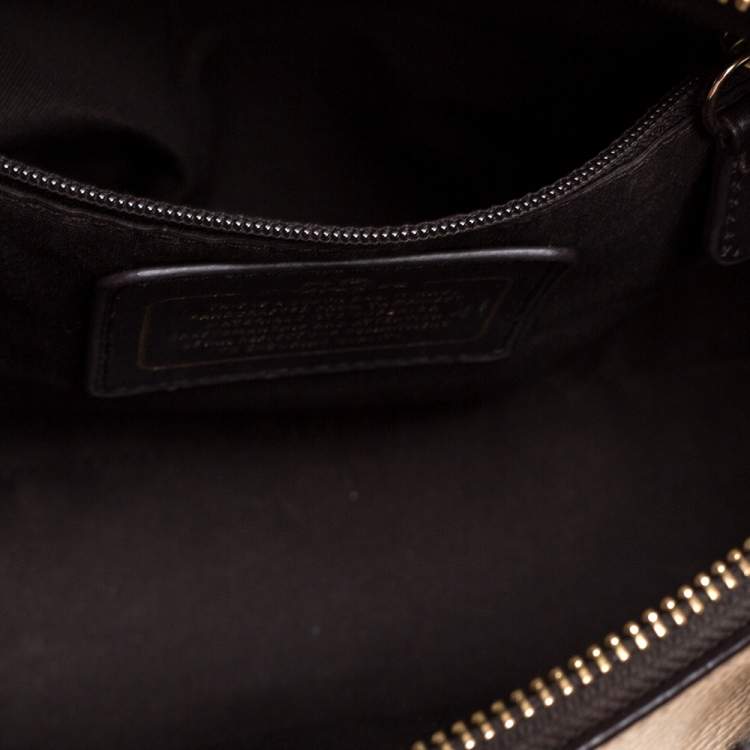 Pre Owned Coach Metallic Gold Leather Mini Bennett Satchel